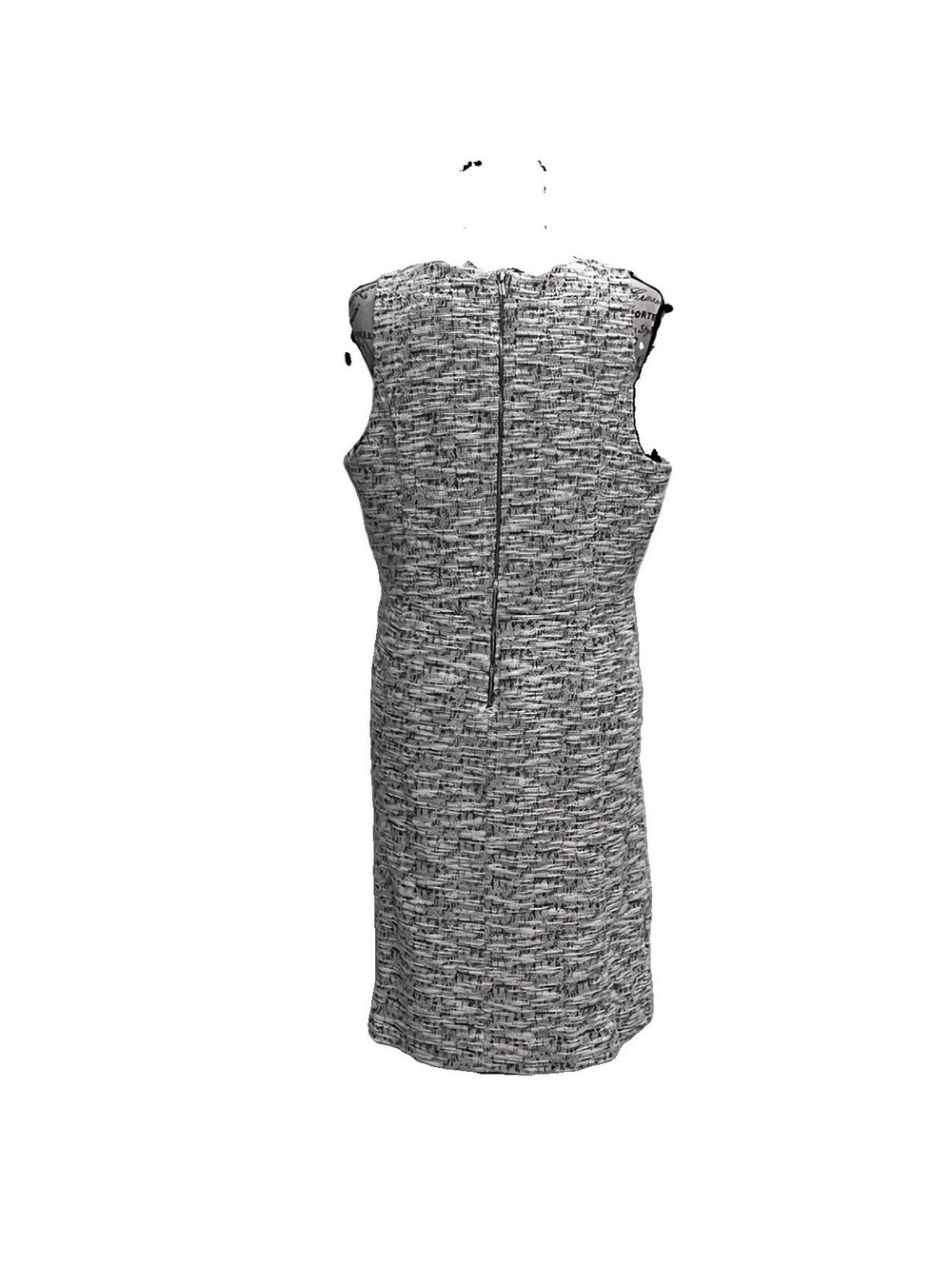 LOFT Tweed Midi Sheath Dress Size 14 Black White Boucle Sleeveless Quiet Luxury - Picture 5 of 10